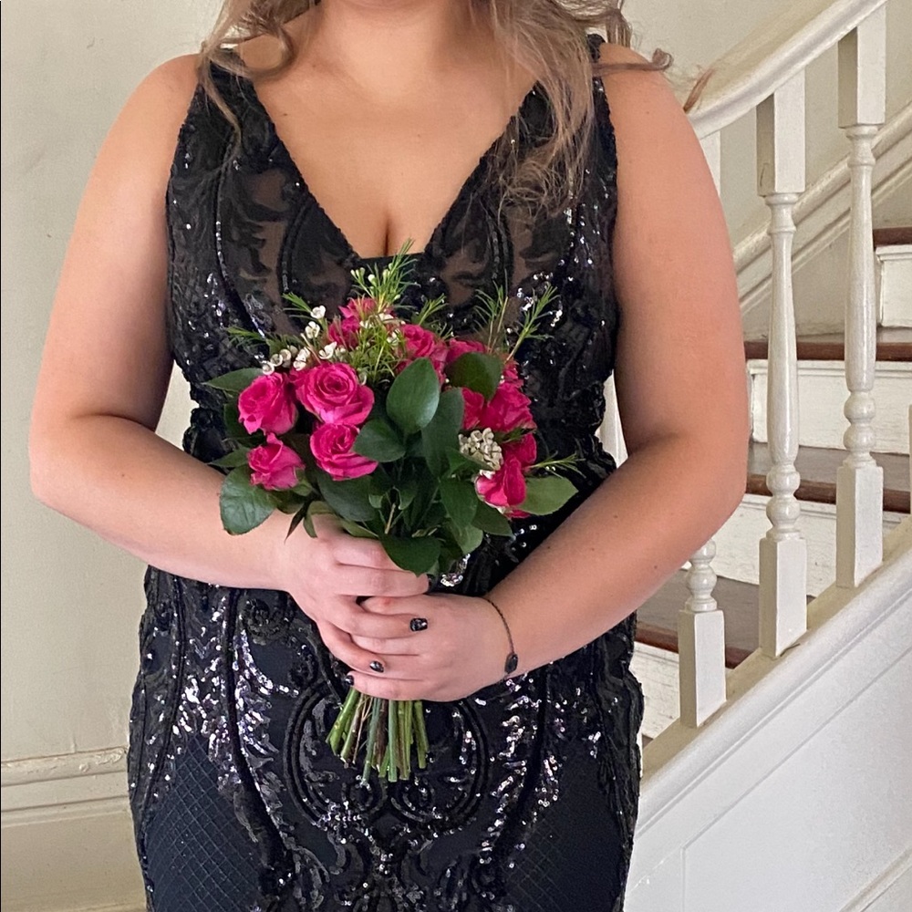 Black Sequin Formal Prom Dress Size 14 worn once